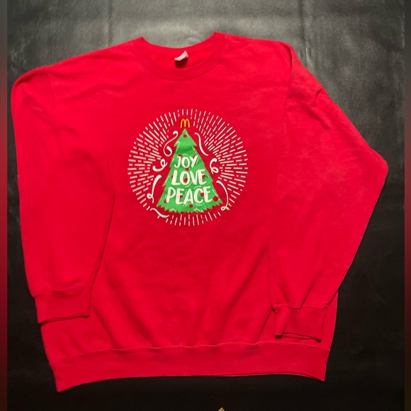 McDonalds ugly Christmas crewneck sweatshirt Christmas tree plus size‎ 2XL - Picture 1 of 6